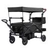 VEVOR Wagon Stroller for 2 Kids, Push Pull Quad Collapsible Stroller with Adjustable Handle, Encircling Harness Removable Canopy, 4 Wheels with Brakes