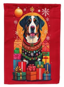 Greater Swiss Mountain Dog Holiday Christmas House Flag Large Porch Sleeve Pole Decorative Outside Yard Banner Artwork Wall Hanging, Polyester