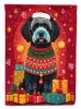 Portuguese Water Dog Holiday Christmas House Flag Large Porch Sleeve Pole Decorative Outside Yard Banner Artwork Wall Hanging, Polyester, House Size