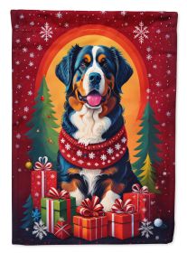 Bernese Mountain Dog Holiday Christmas House Flag Large Porch Sleeve Pole Decorative Outside Yard Banner Artwork Wall Hanging, Polyester, House Size