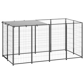 Dog Kennel Black 26 ft¬≤ Steel