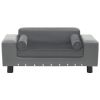 Dog Sofa Gray 31.9"x16.9"x12.2" Plush and Faux Leather