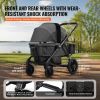 VEVOR All-Terrain Stroller Wagon, 2 Seats Foldable Expedition 2-in-1 Collapsible Wagon Stroller, Includes Canopy, Parent Organizer