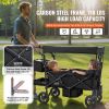 VEVOR Wagon Stroller for 2 Kids, Push Pull Quad Collapsible Stroller with Adjustable Handle, Encircling Harness Removable Canopy, 4 Wheels with Brakes